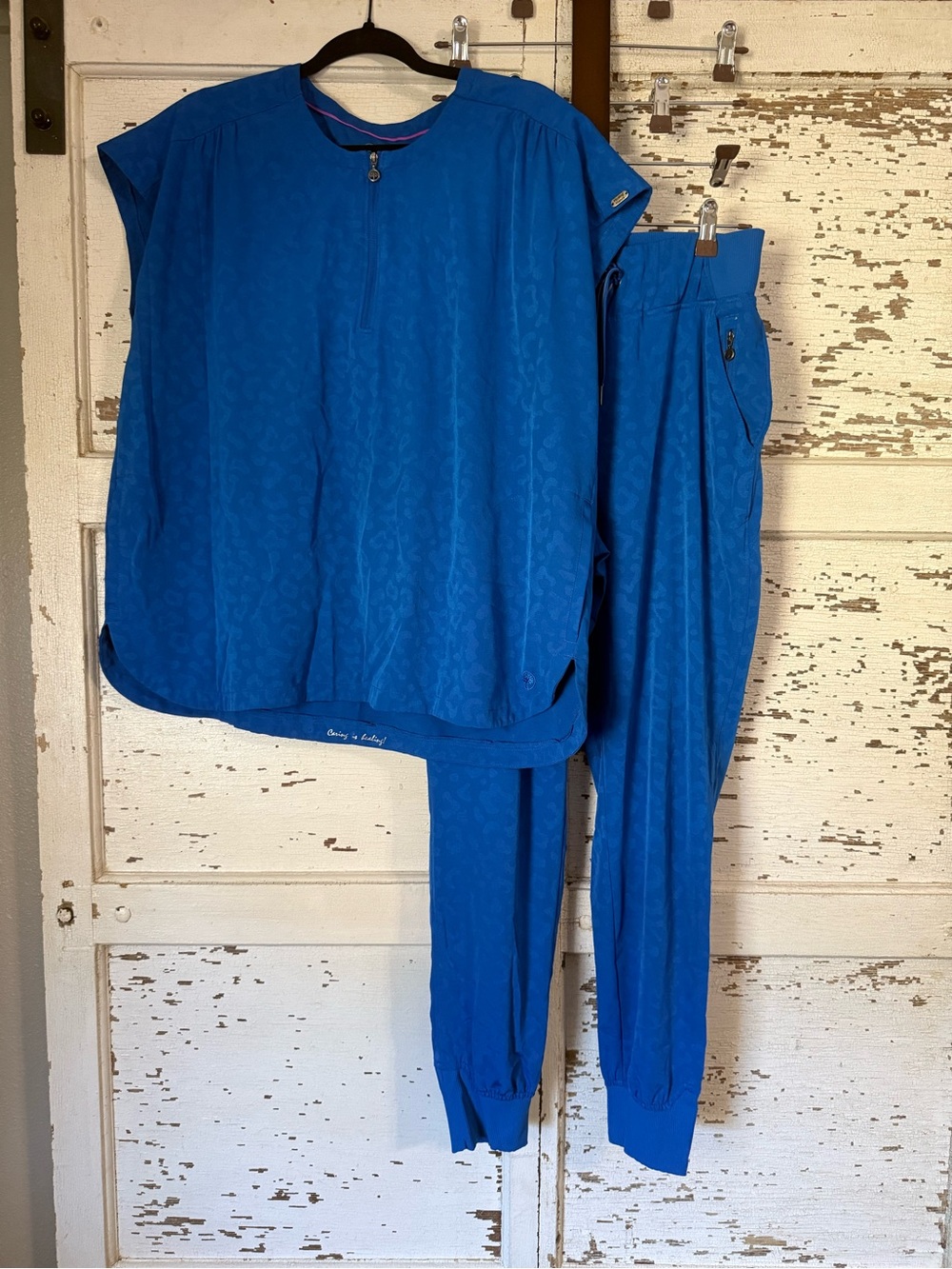Healing Hands royal Blue Jogger Set LEOPARD PRINT oversized relaxed top